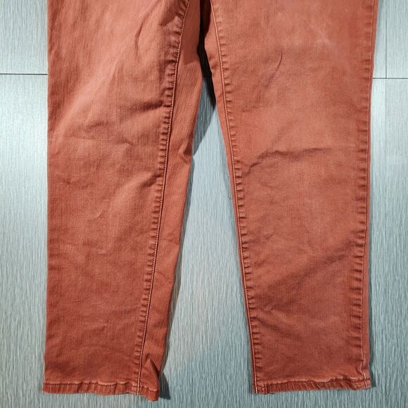 Soft Surroundings Pull On Jeans L Rusty Red Straight High Rise Comfort Waist - Picture 2 of 12
